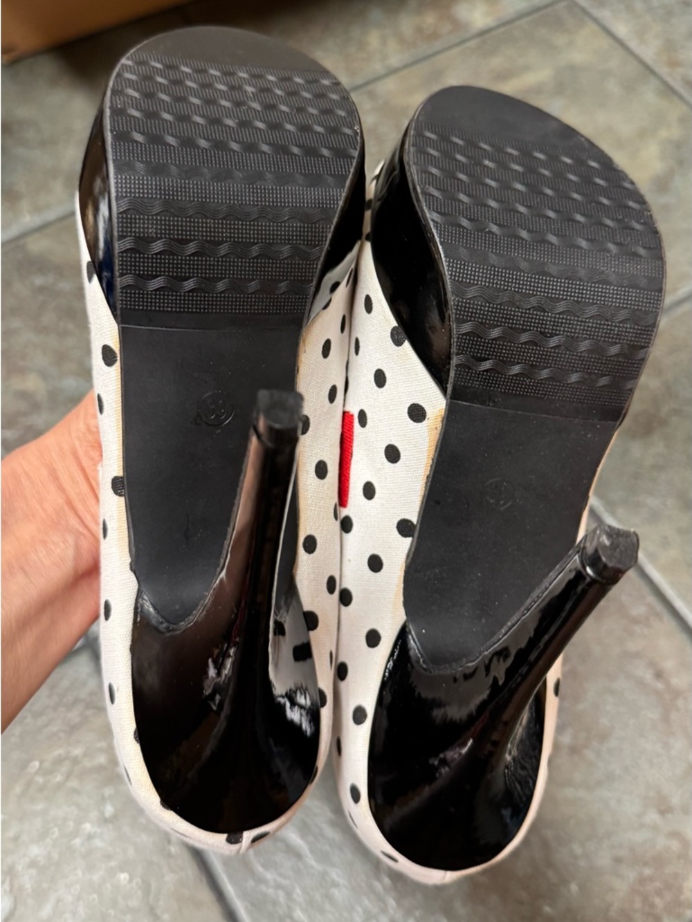 Pinup Polka Dot Peep-Toe Flats with Red Bow US 7.5 - Picture 12 of 14